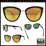 SA106 Womens Color Mirror Reflective Lens Oversize Cat Eye Sunglasses