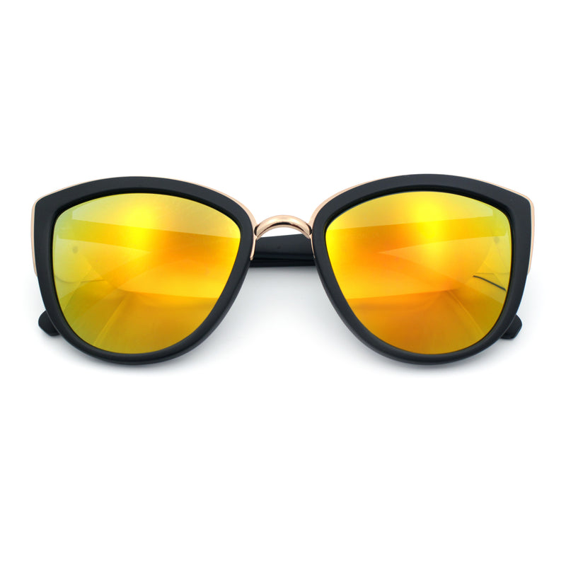 SA106 Womens Color Mirror Reflective Lens Oversize Cat Eye Sunglasses
