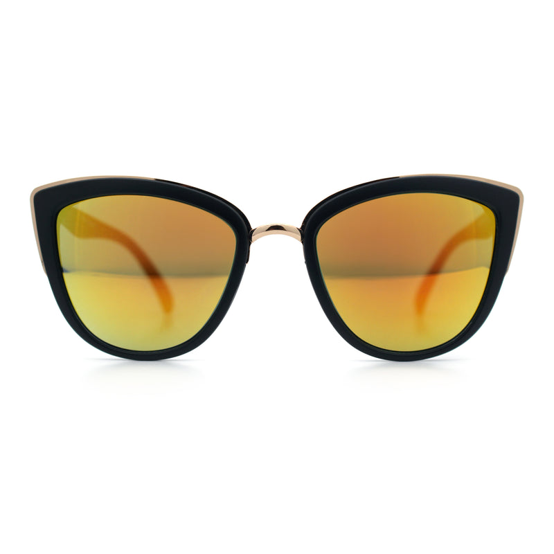 SA106 Womens Color Mirror Reflective Lens Oversize Cat Eye Sunglasses
