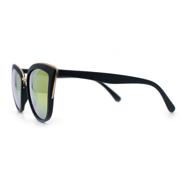 SA106 Womens Color Mirror Reflective Lens Oversize Cat Eye Sunglasses