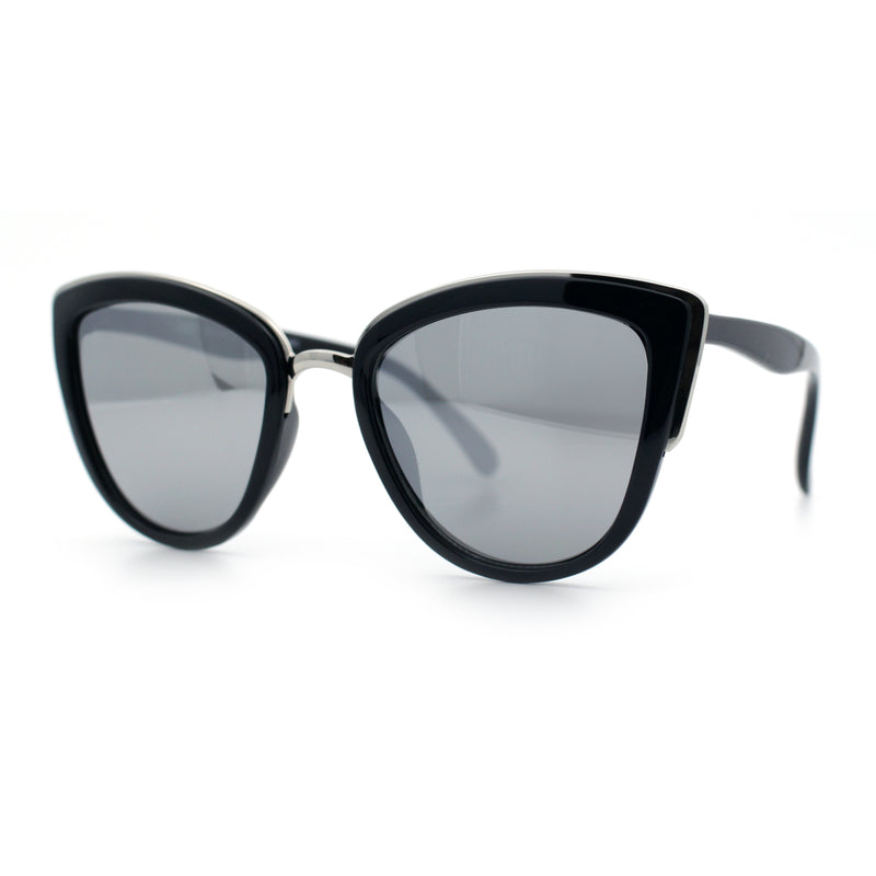 SA106 Womens Color Mirror Reflective Lens Oversize Cat Eye Sunglasses