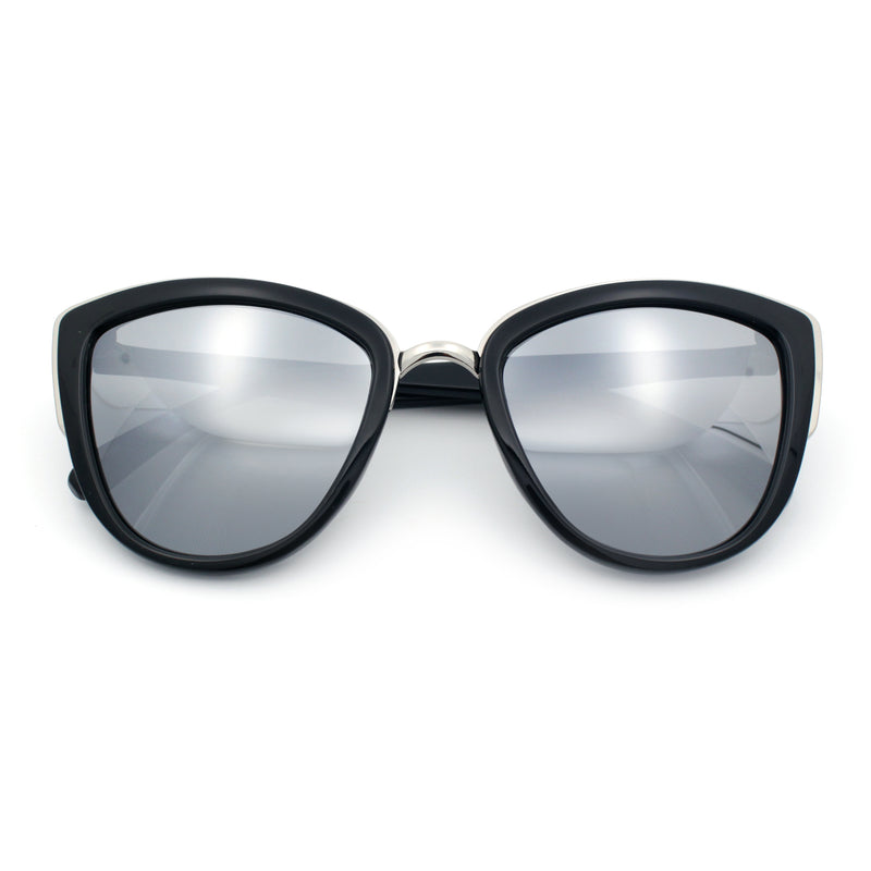 SA106 Womens Color Mirror Reflective Lens Oversize Cat Eye Sunglasses