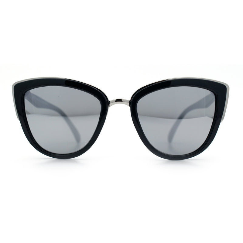 SA106 Womens Color Mirror Reflective Lens Oversize Cat Eye Sunglasses