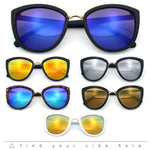 SA106 Womens Color Mirror Reflective Lens Oversize Cat Eye Sunglasses