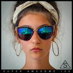 SA106 Womens Color Mirror Reflective Lens Oversize Cat Eye Sunglasses