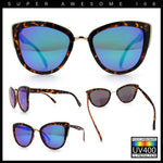 SA106 Womens Color Mirror Reflective Lens Oversize Cat Eye Sunglasses