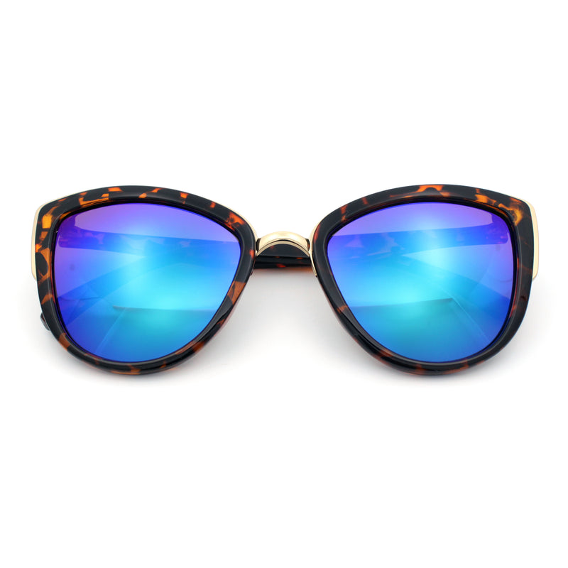 SA106 Womens Color Mirror Reflective Lens Oversize Cat Eye Sunglasses