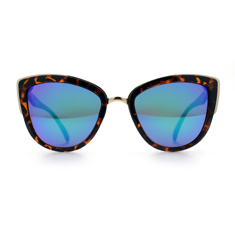 SA106 Womens Color Mirror Reflective Lens Oversize Cat Eye Sunglasses