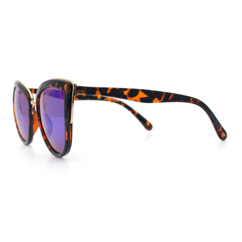 SA106 Womens Color Mirror Reflective Lens Oversize Cat Eye Sunglasses