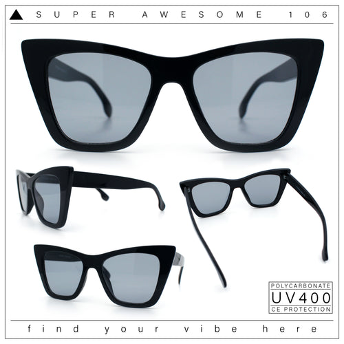Womens Mod Style Large Square Cat Eye Hipster Plastic Sunglasses