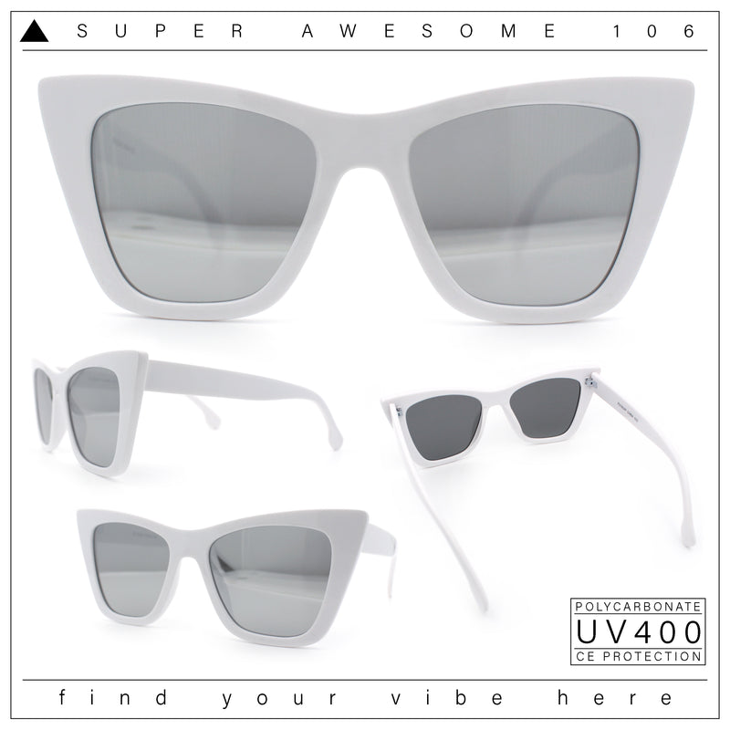 Womens Mod Style Large Square Cat Eye Hipster Plastic Sunglasses