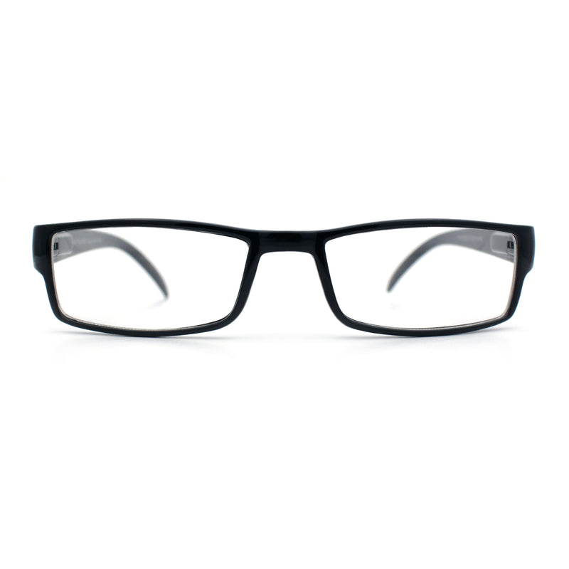 SA106 Black Narrow Rectangular Spring Hinge Plastic Clear Lens Eye Glasses