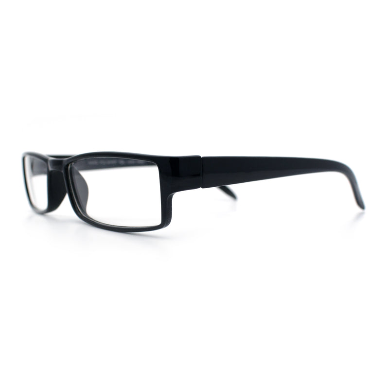 SA106 Black Narrow Rectangular Spring Hinge Plastic Clear Lens Eye Glasses