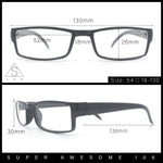 SA106 Black Narrow Rectangular Spring Hinge Plastic Clear Lens Eye Glasses