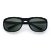 Mens Tempered Glass Lens All Black Oval Rectangle Wrap Biker Sunglasses