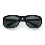 Mens Tempered Glass Lens All Black Oval Rectangle Wrap Biker Sunglasses