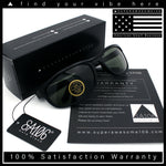 Mens Tempered Glass Lens All Black Oval Rectangle Wrap Biker Sunglasses