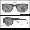 Mens Tempered Glass Lens All Black Oval Rectangle Wrap Biker Sunglasses