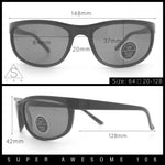 Mens Tempered Glass Lens All Black Oval Rectangle Wrap Biker Sunglasses