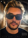 Mens All Black Sport Matte Plastic Biker Style Rectangular Oval Sunglasses