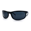 Mens All Black Sport Matte Plastic Biker Style Rectangular Oval Sunglasses