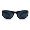Mens All Black Sport Matte Plastic Biker Style Rectangular Oval Sunglasses