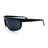Mens All Black Sport Matte Plastic Biker Style Rectangular Oval Sunglasses