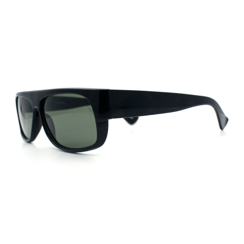 SA106 Mens Tempered Glass Lens 90s Mad Dog Flat Top Gangster Plastic Sunglasses Black - Green