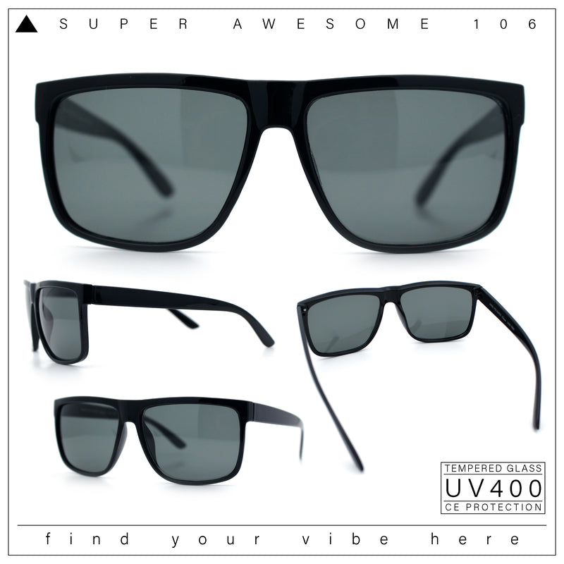 SA106 Temper Glass Shatterpoof Lens Oversize Thin Plastic Horned Sunglasses