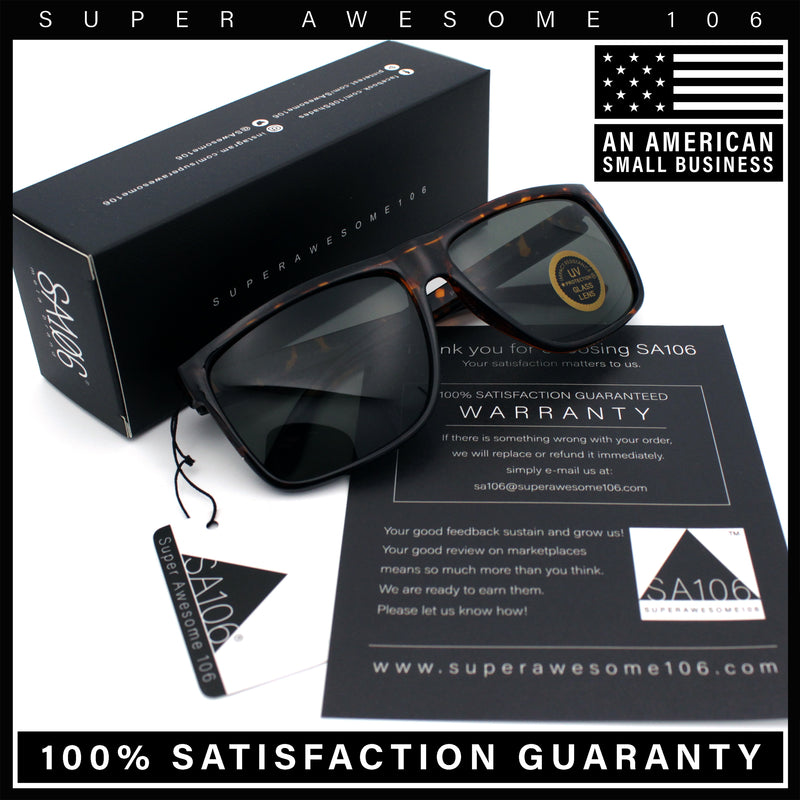 SA106 Temper Glass Shatterpoof Lens Oversize Thin Plastic Horned Sunglasses