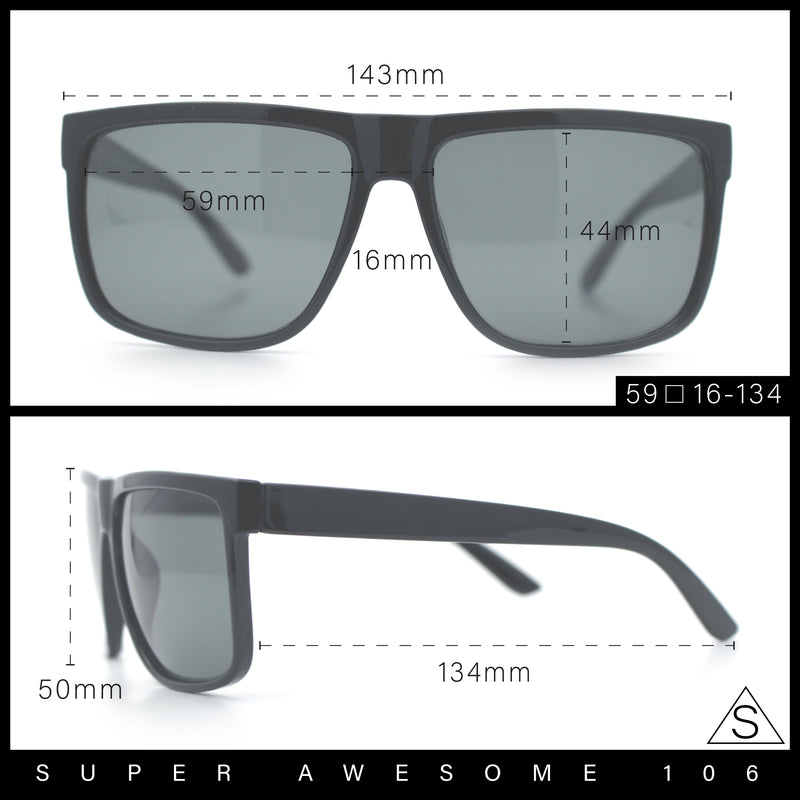 SA106 Temper Glass Shatterpoof Lens Oversize Thin Plastic Horned Sunglasses