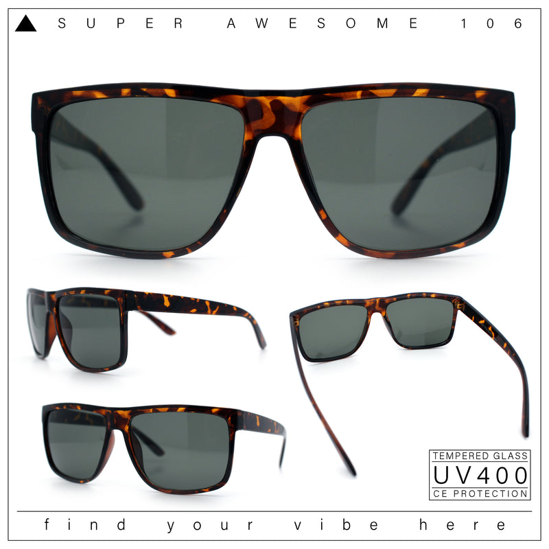 SA106 Temper Glass Shatterpoof Lens Oversize Thin Plastic Horned Sunglasses