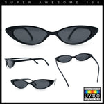 Womens Classy Think Plastic Narrow Rectangle Cat Eye Mod Fashion Sunglasses