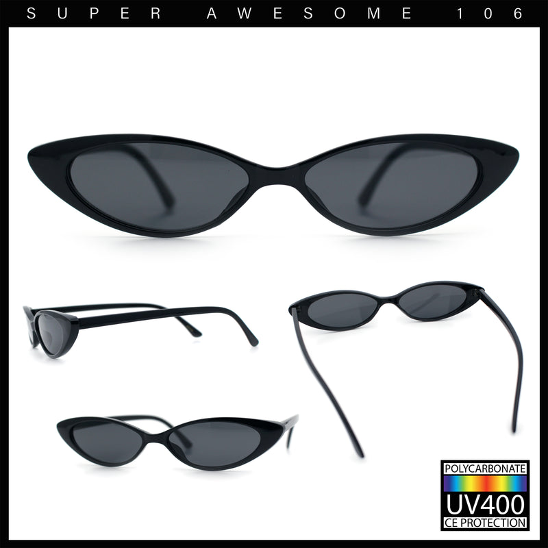 Womens Classy Think Plastic Narrow Rectangle Cat Eye Mod Fashion Sunglasses