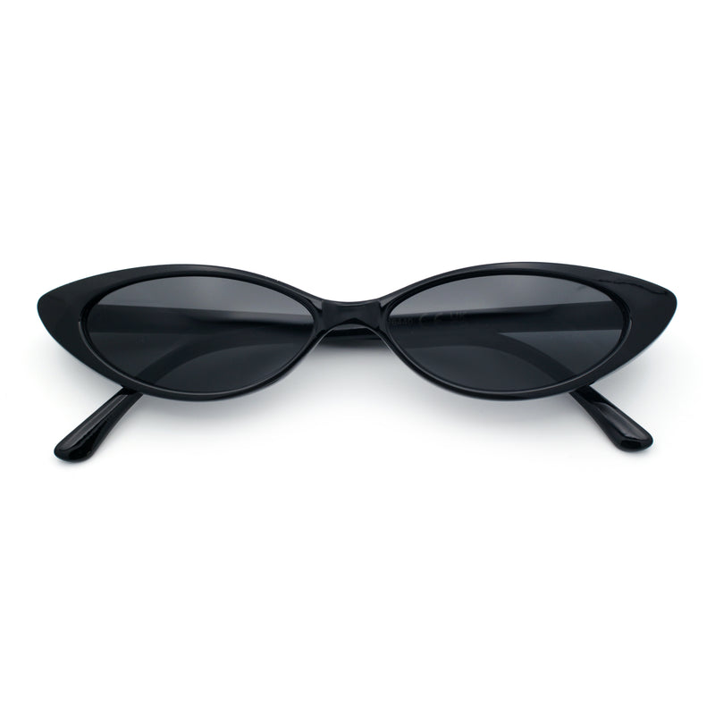 Womens Classy Think Plastic Narrow Rectangle Cat Eye Mod Fashion Sunglasses