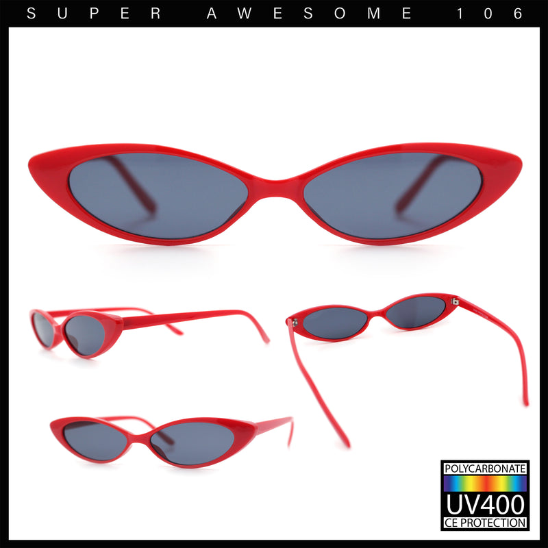 Womens Classy Think Plastic Narrow Rectangle Cat Eye Mod Fashion Sunglasses