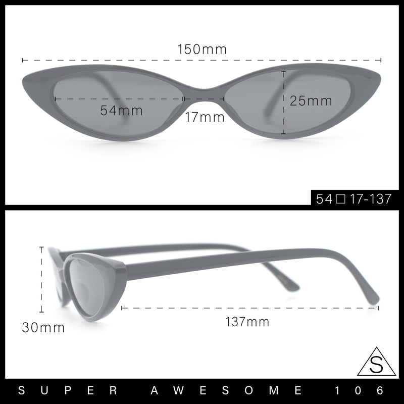 Womens Classy Think Plastic Narrow Rectangle Cat Eye Mod Fashion Sunglasses