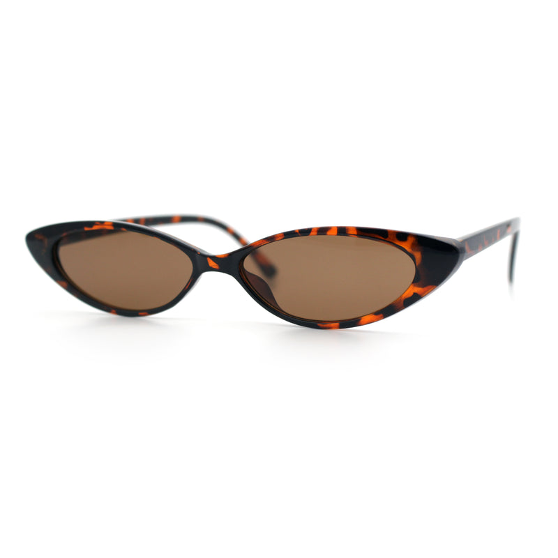 Womens Classy Think Plastic Narrow Rectangle Cat Eye Mod Fashion Sunglasses