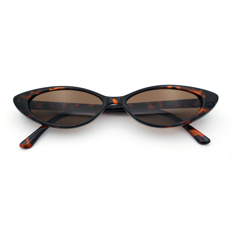 Womens Classy Think Plastic Narrow Rectangle Cat Eye Mod Fashion Sunglasses