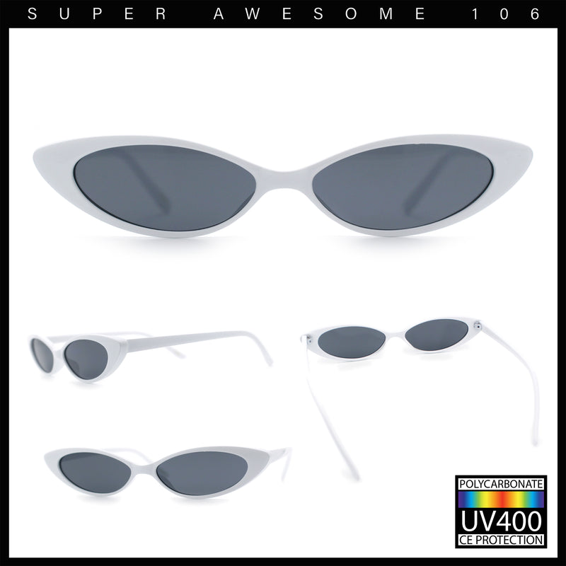 Womens Classy Think Plastic Narrow Rectangle Cat Eye Mod Fashion Sunglasses