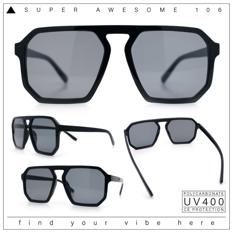 Mens Octagon Geometric Plastic Racer Mob Pilots Sunglasses
