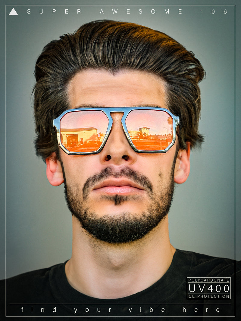 Mens Octagon Geometric Plastic Racer Mob Pilots Sunglasses
