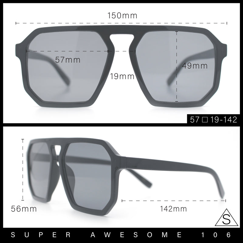 Mens Octagon Geometric Plastic Racer Mob Pilots Sunglasses