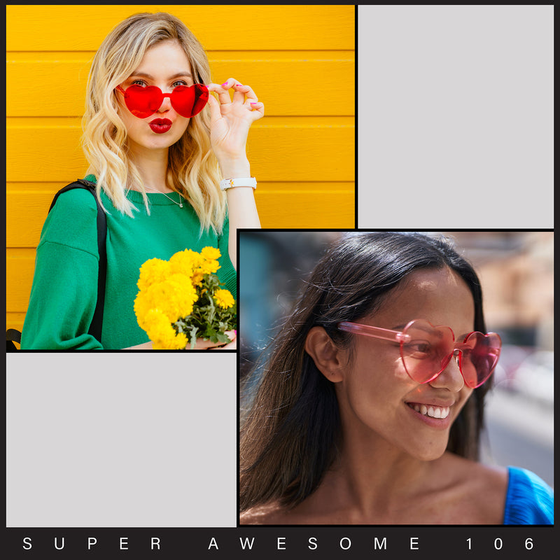 Womens Heart Shape Rimless Hippie Groove Valentine Sunglasses