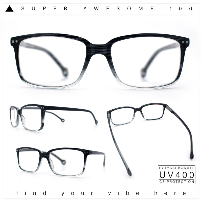 Stylish Classic Thin Plastic Rectangular Horn Rim Reading Glasses