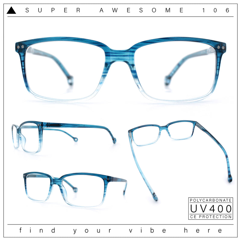 Stylish Classic Thin Plastic Rectangular Horn Rim Reading Glasses