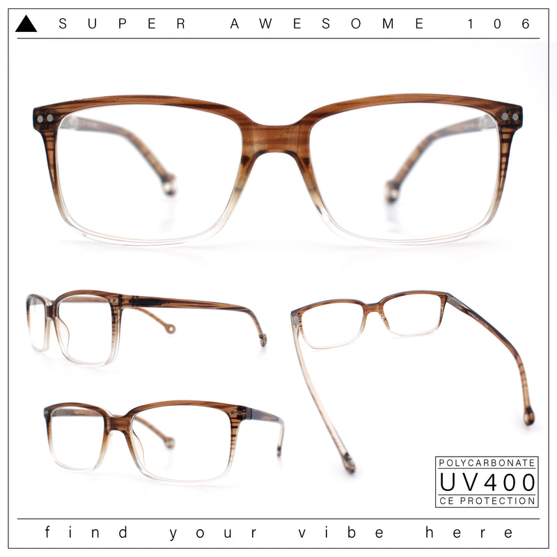 Stylish Classic Thin Plastic Rectangular Horn Rim Reading Glasses