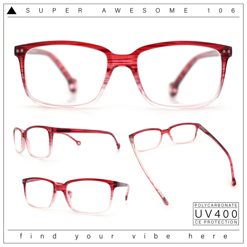 Stylish Classic Thin Plastic Rectangular Horn Rim Reading Glasses