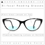 Cateye Magnetic Clip On Polarized Sunglasses On Bifocal Reading Glasses