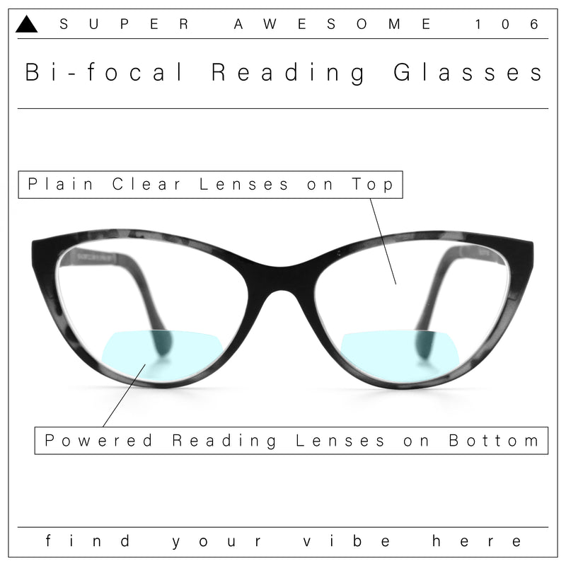 Cateye Magnetic Clip On Polarized Sunglasses On Bifocal Reading Glasses
